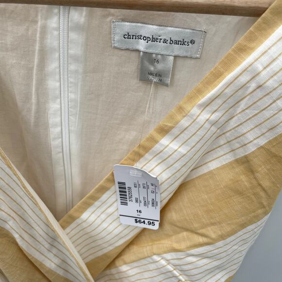CHRISTOPHER & BANKS NWT Yellow & White Striped Midi Dress // 16 - Picture 5 of 10